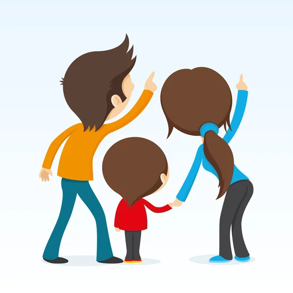 Family looking upward. — Stock Vector