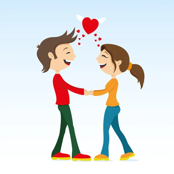 Romantic couple holding hands — Stock Vector