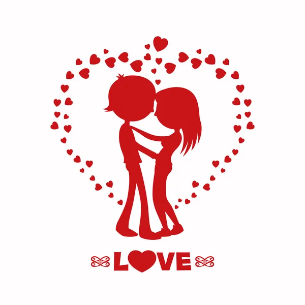 Romantic couple and hearts. — Stock Vector