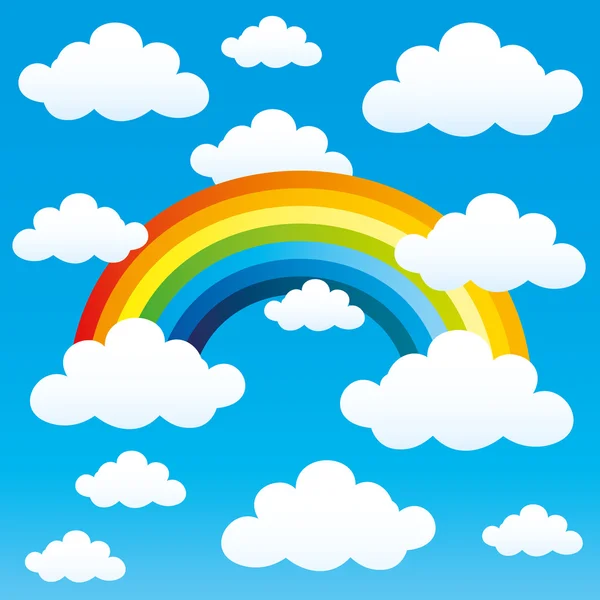 Arc-en-ciel et nuages — Image vectorielle