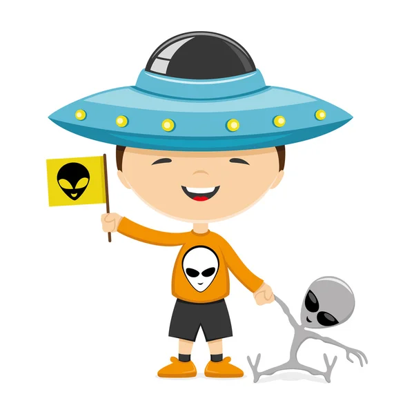 Child dressed as a UFO — Stock Vector