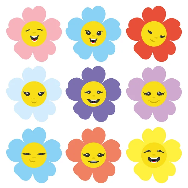 Flores alegres sobre un fondo blanco — Vector de stock