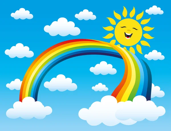 彩虹、 太阳和云 — 图库矢量图片