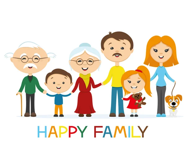 Happy family holding hands. — Stock Vector