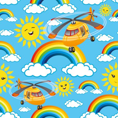 Renkli gökkuşağı ve bulutlar