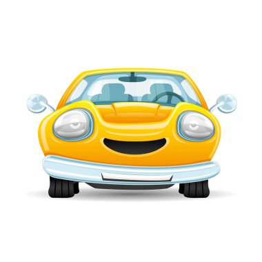 Neşeli sarı araba.