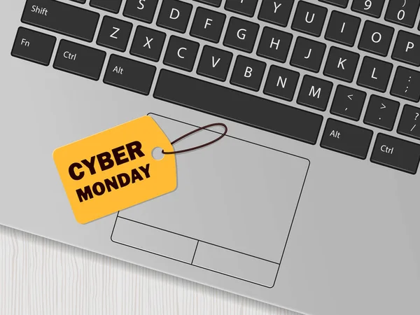 电脑键盘和刻有 网络星期一 字样的黄色标签 网上购物的概念 矢量说明 — 图库矢量图片
