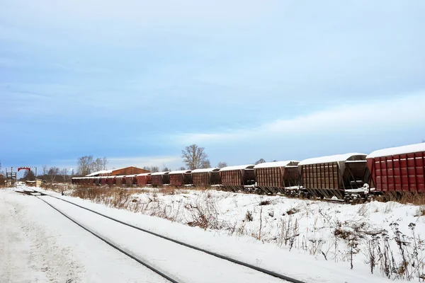 Trilhos ferroviários no inverno — Fotografia de Stock