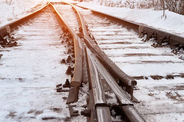 Korsning av järnvägsspår — Stockfoto