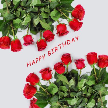 Greeting card with red roses clipart