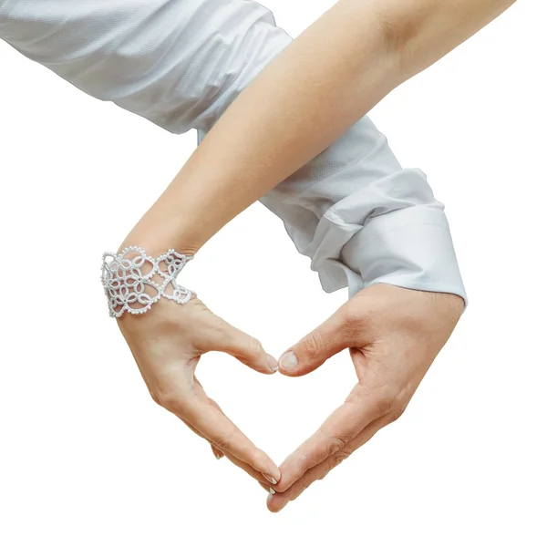 Lovers couple making a heart with hands — Stock Photo, Image