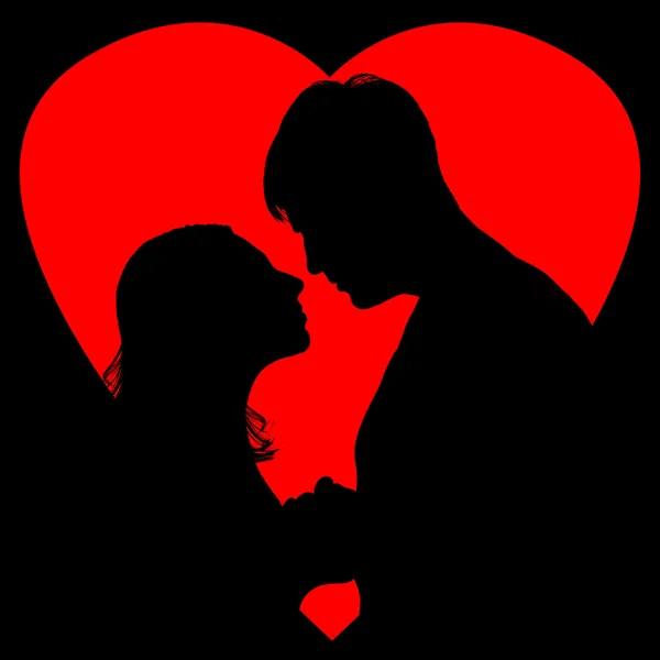 Silhouette loving couple — Stock Photo, Image