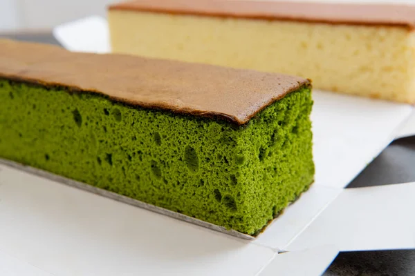 Torta Esponja Con Matcha Miel Torta Castella Torta Esponja Japonesa —  Fotos de Stock