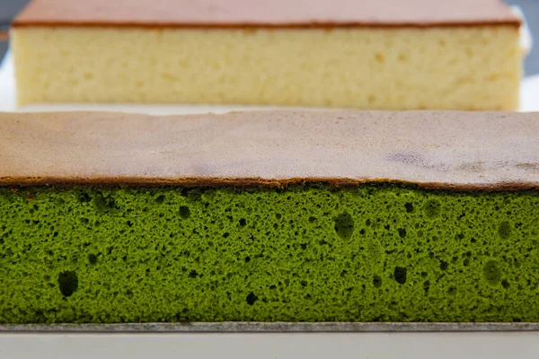 Torta Esponja Con Matcha Miel Torta Castella Torta Esponja Japonesa —  Fotos de Stock