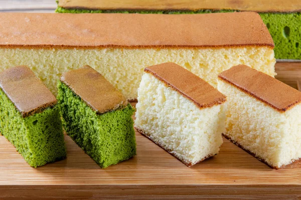 Bolo Esponja Com Matcha Mel Doces Japoneses Bolo Castela Mel — Fotografia de Stock