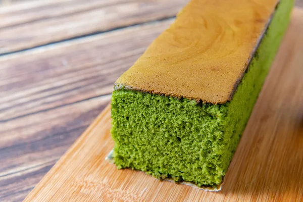 Houbový Dort Dohazovačkou Medem Matcha Kastelový Dort Japonský Houbový Dort Stock Snímky