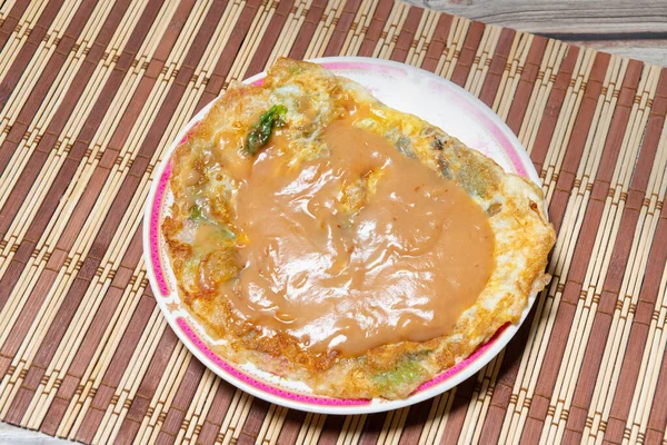 Ústřicové Omelety Obvykle Vyrábějí Ústřic Vajec Čínského Zelí Stock Snímky