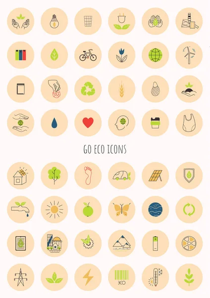 Set of icons. Environmental Protection. Reasonable consumption and a zerowaste lifestyle. Vector. Flat style. — Stock Vector