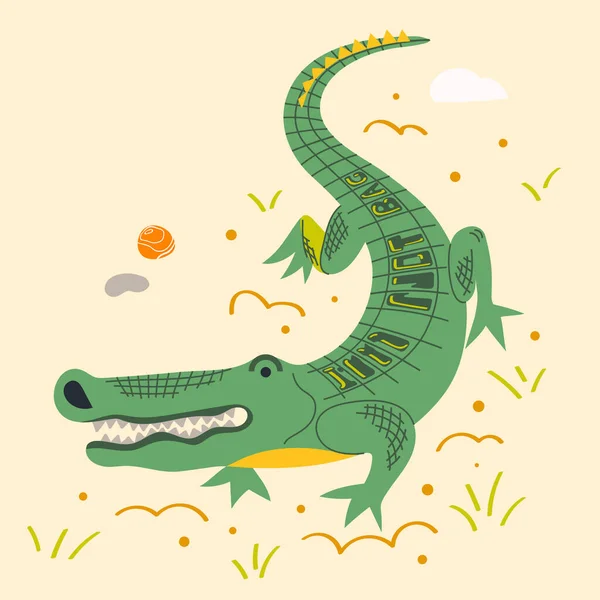 Un crocodile. Illustration vectorielle dans un style minimaliste. — Image vectorielle