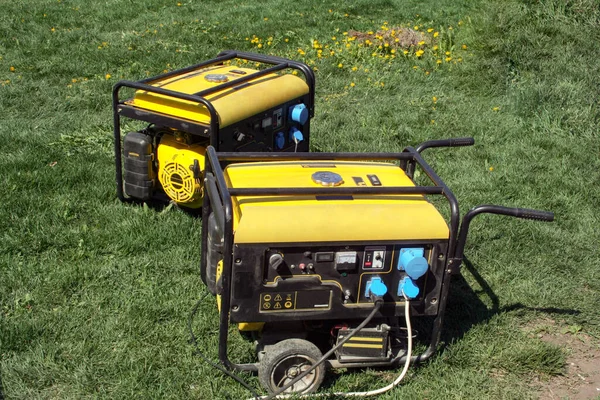 Autonomous Portable Yellow Diesel Generator Stands Grass Royalty Free Stock Photos