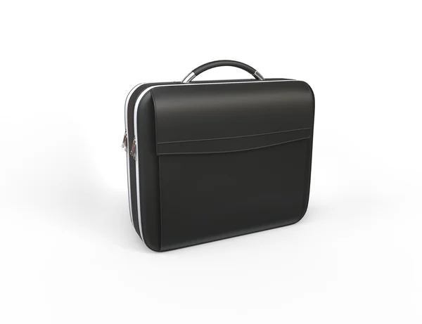 Black leather business briefcase on white background — Stock Photo, Image