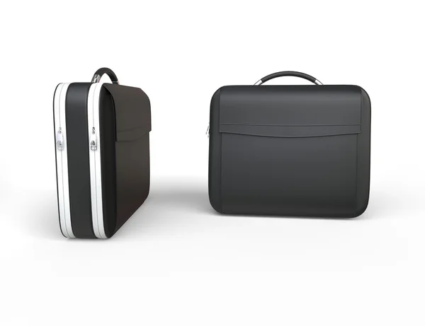 Black leather business briefcases — Stock Photo, Image