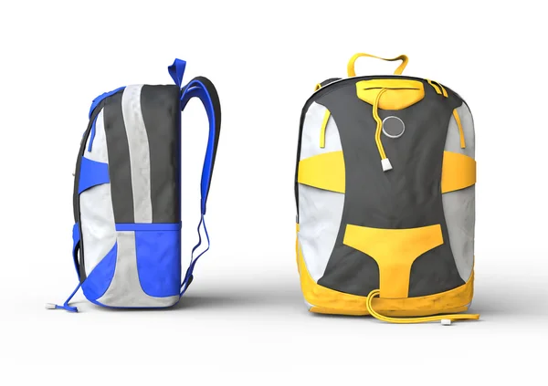 Синьо-жовті рюкзаки — стокове фото