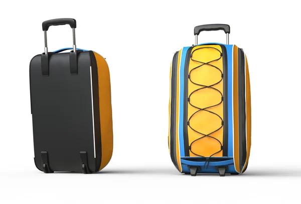 Orange baggage suitcase - front and back view — Stock Photo, Image