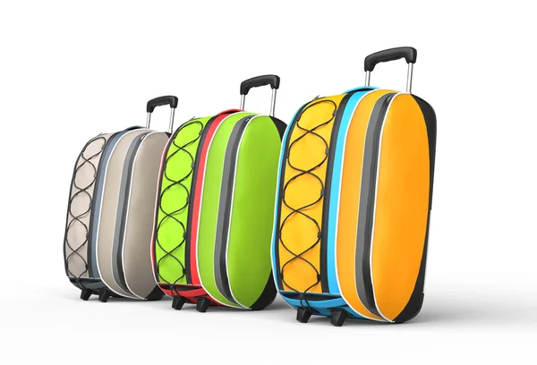 Travel baggage suitcases on white background - side view — Stock Photo, Image