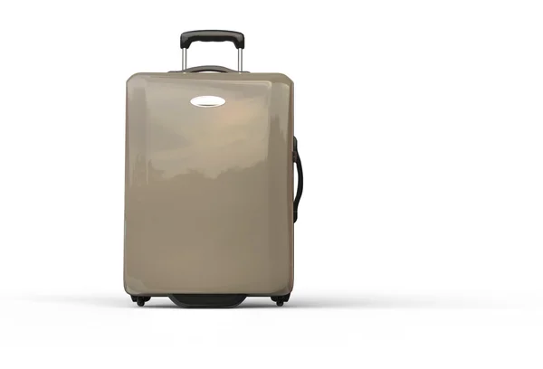 Neutral brown polycarbonate travel baggage suitcase — Stock Photo, Image