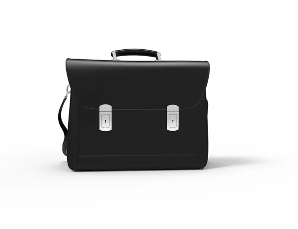 Black leather business briefcases - two locks - front view — Stock Photo, Image