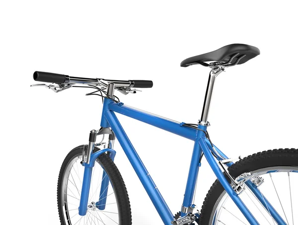 明亮的蓝色金属山地自行车的特写 — 图库照片