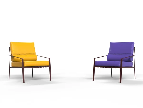 Gelbe und lila Sessel — Stockfoto