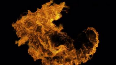 4K Pro Res 'de yanan yangın animasyon arkaplanı ve pist mat geçişi