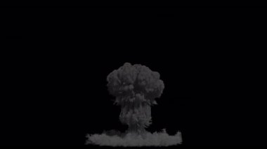 Nükleer patlama arkasında bıraktığı büyük mantar dumanı bulutu, VFX elementi 4K Pro Res 'de maske kartı ile nükleer patlama.