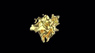 Sıvı altın damlası şekil değiştirir ve akar.