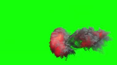 Çok dumanlı iki büyük ateş topu patlaması.