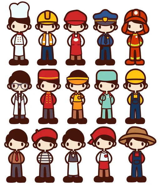 Character Cartoon in Various Job — Stock Vector