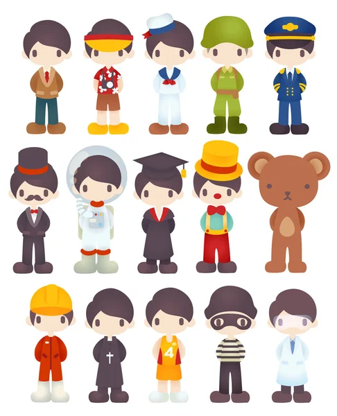 Character Cartoon in Various Job — Stock Vector