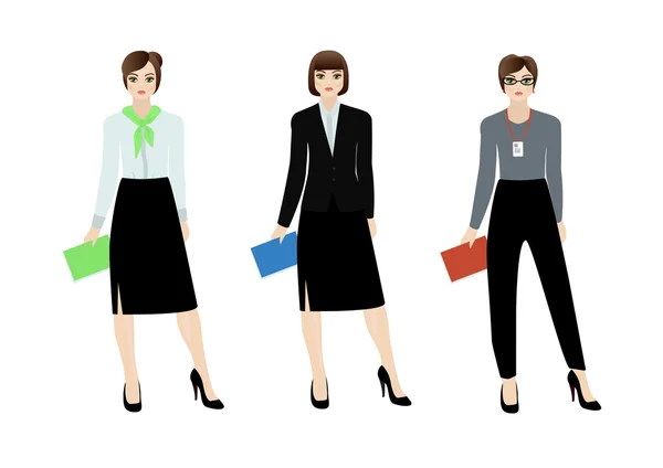 Mujer de negocios mira colección — Vector de stock