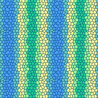 Geometrik çok renkli, dikişsiz desen. Dijital sanat. Lekeli cam mozaik. Turkuaz renkli, soyut, dikişsiz desen. Deniz plajı renkleri. Arapça stil. 