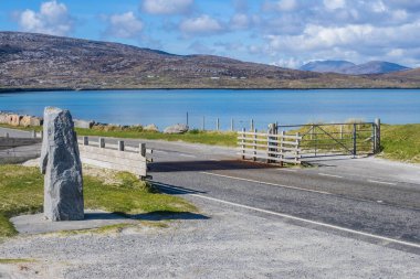 18.05.21 Eriskasy, Outer Hebrides, İskoçya, Birleşik Krallık Hebridean Yolu 'nda Eriskay ile Batı Kilbride arasındaki sahil ve kıyı şeridinde.