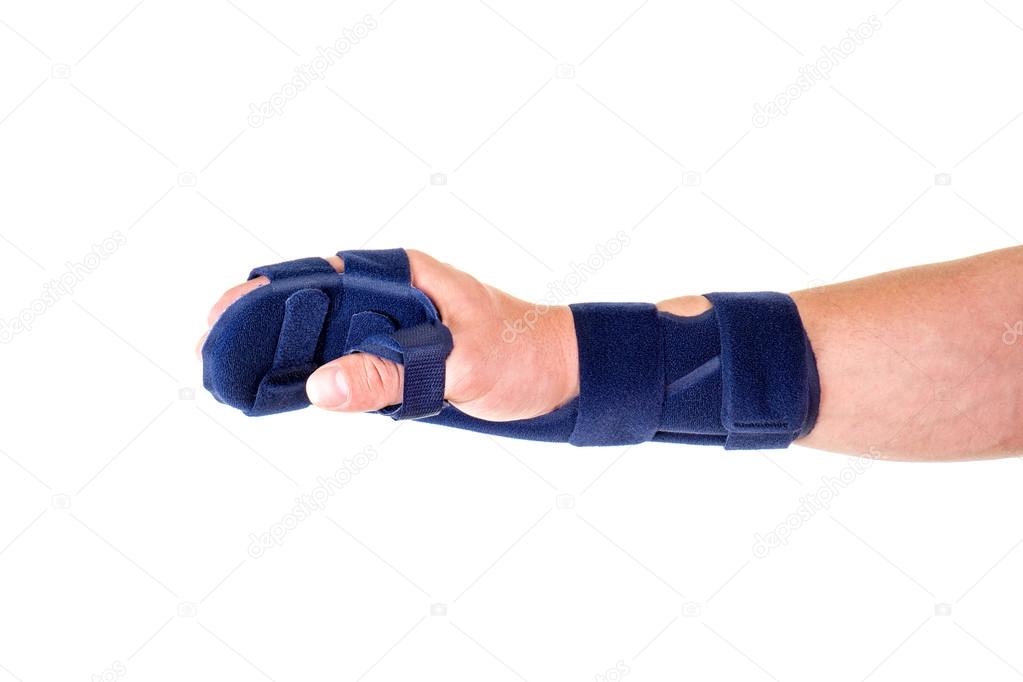 Man with Hand and Wrist Wrapped in Support Brace