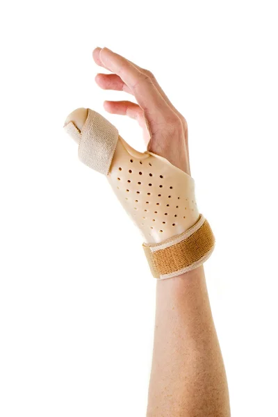 Mão vestindo cinta sobre polegar — Fotografia de Stock