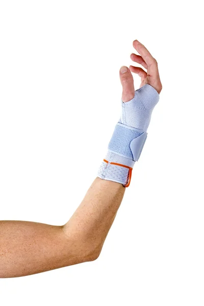 Man with Bent Elbow Wearing Wrist Brace — Stock Photo, Image