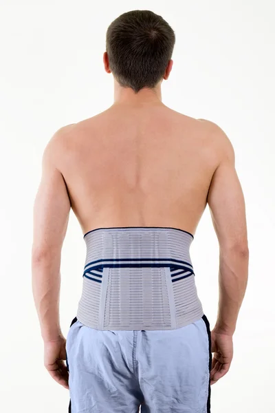 Man Wearing Supportive Brace on Lower Back — Stock Photo, Image