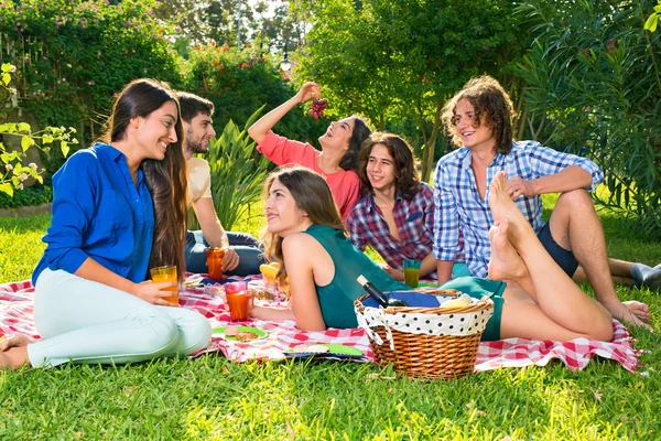Friends relaxing on  blanket. — Stock Photo, Image