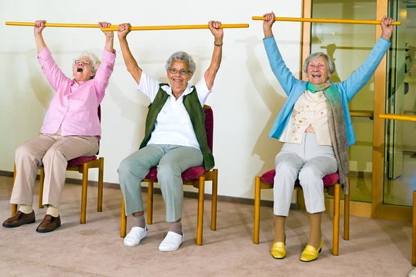 Elderly ladies doing exercises — Stock Photo, Image