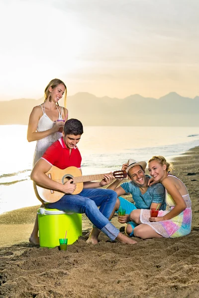 Amigos fazendo festa na praia — Fotografia de Stock