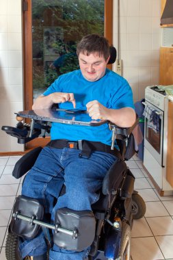 Man with spastic infantile cerebral palsy clipart